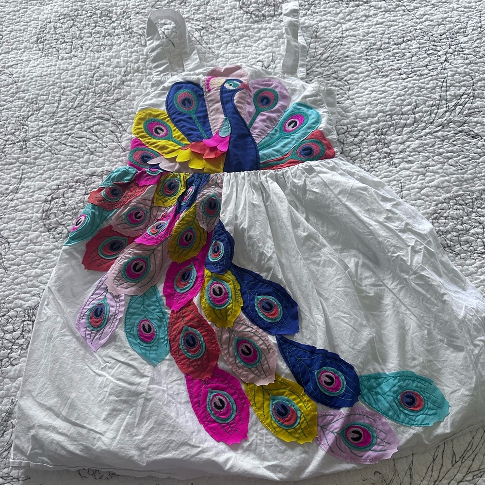 Mini Boden Peacock Dress 7/8